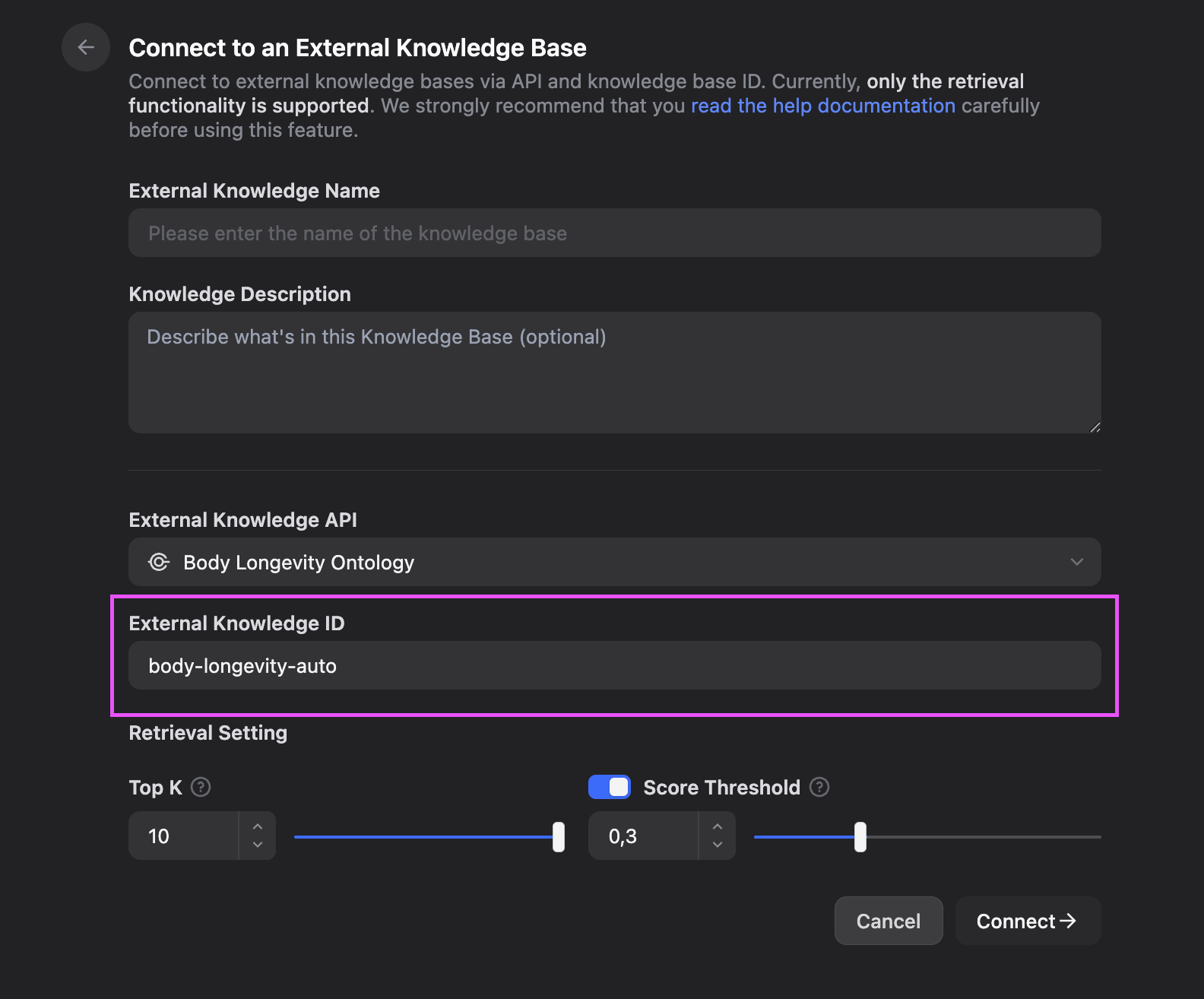 Setting Up an External Knowledge Base for Dify – Nodus Labs Support Center